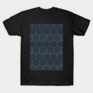 Navy & Gold Geometric Pattern T-Shirt